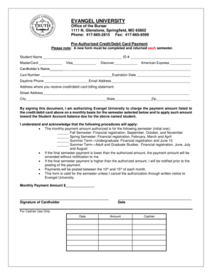 Pre-Authorized Credit/Debit Card Payment Form