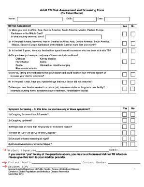 Adult TB Risk Assessment and Screening Form