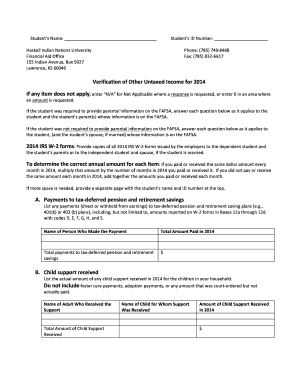 Verification of Other Untaxed Income Form