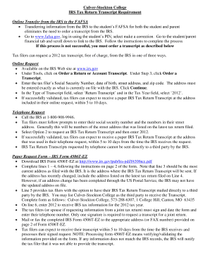 IRS Tax Return Transcript Request