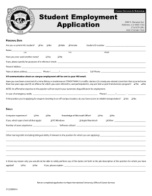 Student Employment Application