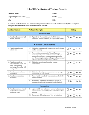 LEA/IHE Certification of Teaching Capacity