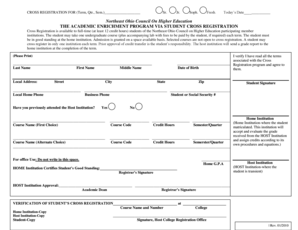 Northeast Ohio Cross Registration Form
