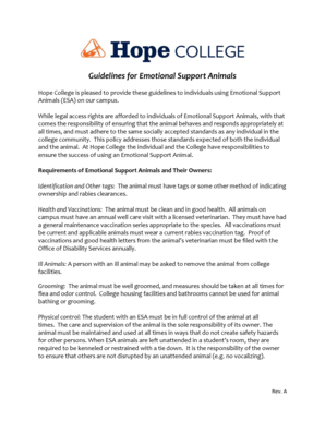 W 146e form - Guidelines for Emotional Support Animals - Hope College - hope