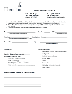 Transcript Request Form
