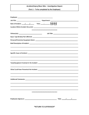Accident Injury Near Miss Investigation Report