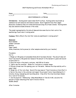 Weathering and Erosion Lab Worksheet
