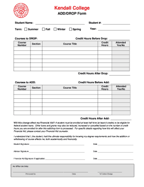 Kendall College Add Drop Form