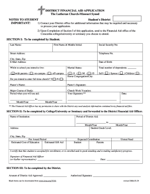 District Financial Aid Application