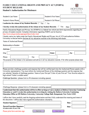 FERPA Student Release Form