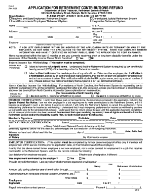 Form 5 Application for Retirement Contributions Refund