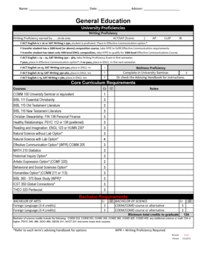 University Writing Proficiency Form