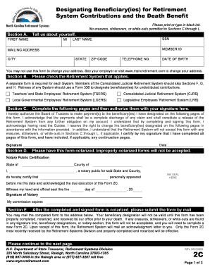North Carolina Retirement System Beneficiary Designation Form