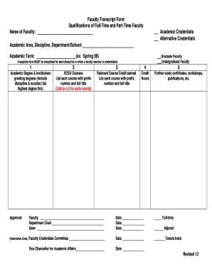 Faculty Transcript Form