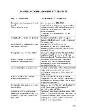 Fillable Online SKILL STATEMENTS Fax Email Print - pdfFiller
