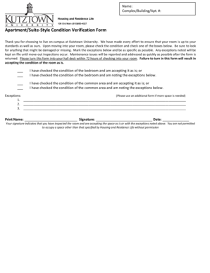 Apartment Condition Verification Form