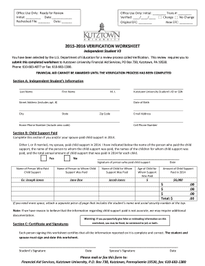 2015-2016 Verification Worksheet