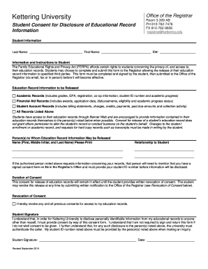 Student Consent for Disclosure of Educational Record