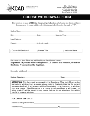 Course Withdrawal Form