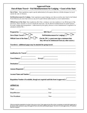 Arkansas Out-of-State Travel Approval Form
