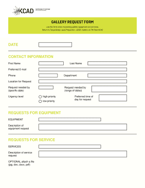 Equipment and Service Request Form