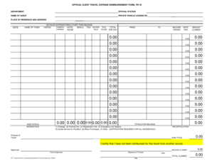 Official Guest Travel Expense Reimbursement Form