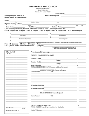 Kean University Degree Application