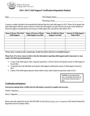 Child Support Verification Form