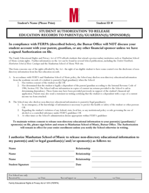Student Authorization to Release Education Records