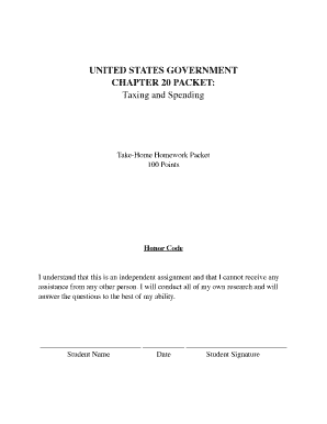 US Government Taxing and Spending Homework Packet
