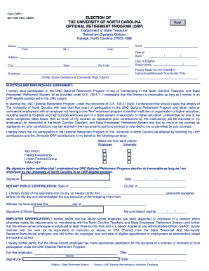 University of North Carolina ORP Election Form