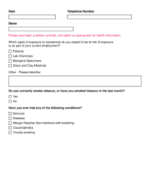 N-95 Respirator Medical Evaluation Questionnaire