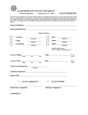 Elizabeth City State University Leave Request Form