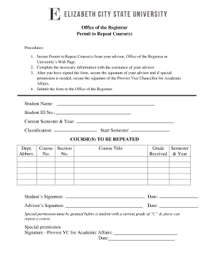 Permit to Repeat Course