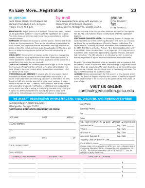 Georgia College Continuing Education Registration Form