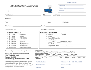 SUCCESSFEST Donor Form
