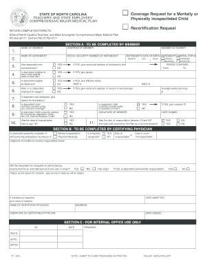 North Carolina Mentally or Physically Incapacitated Child Coverage Request
