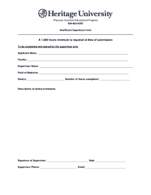 Healthcare Experience Form