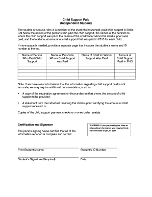 Child Support Paid Form