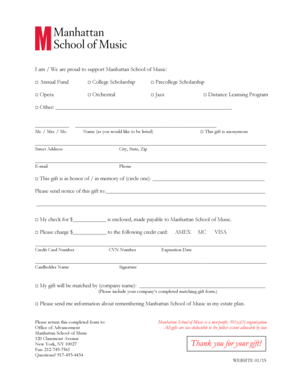 Manhattan School of Music Donation Form