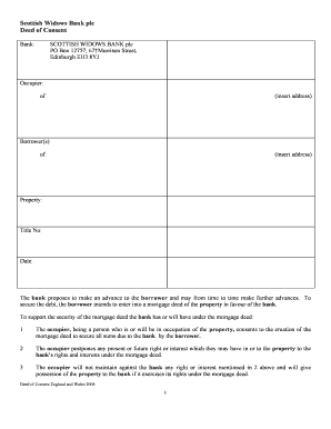 Scottish Widows Bank Deed of Consent