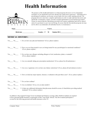 Health Information Form
