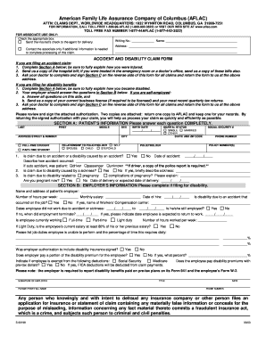 AFLAC Accident and Disability Claim Form