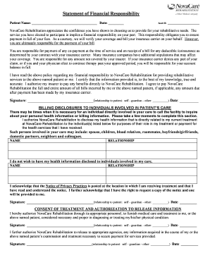 NovaCare Rehabilitation Financial Responsibility Form