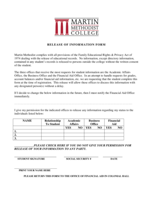 Martin Methodist Release of Information Form