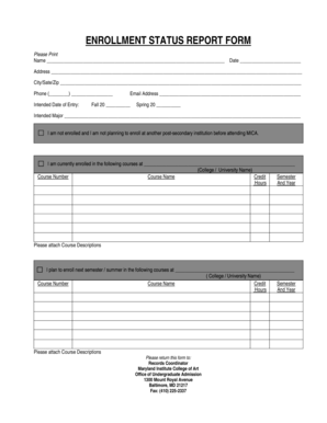 Enrollment Status Report Form