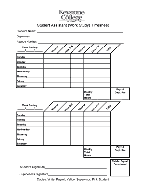 Student Work Study Timesheet