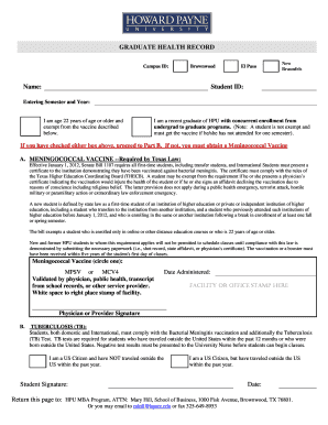 Texas Meningococcal Vaccine Form