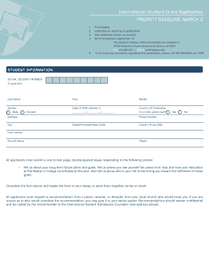 The Master's College Undergraduate Admission Application