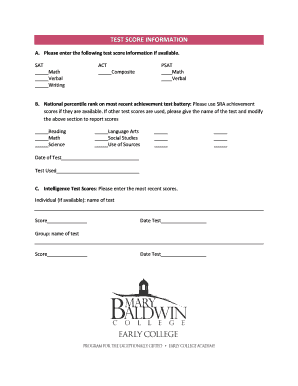 Test Score Information Form